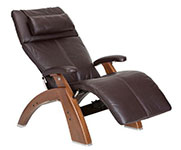 Espresso Premium Leather with Walnut Wood Base Series 2 Classic Human Touch PC-420 PC-600 PC-610 Perfect Chair Recliner by Human Touch