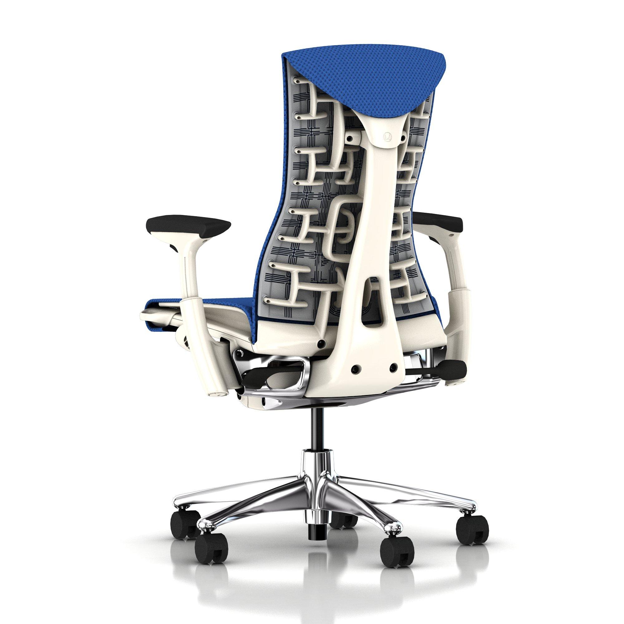 Herman Miller Embody Chair Berry Blue Balance with White Frame and Aluminum Base