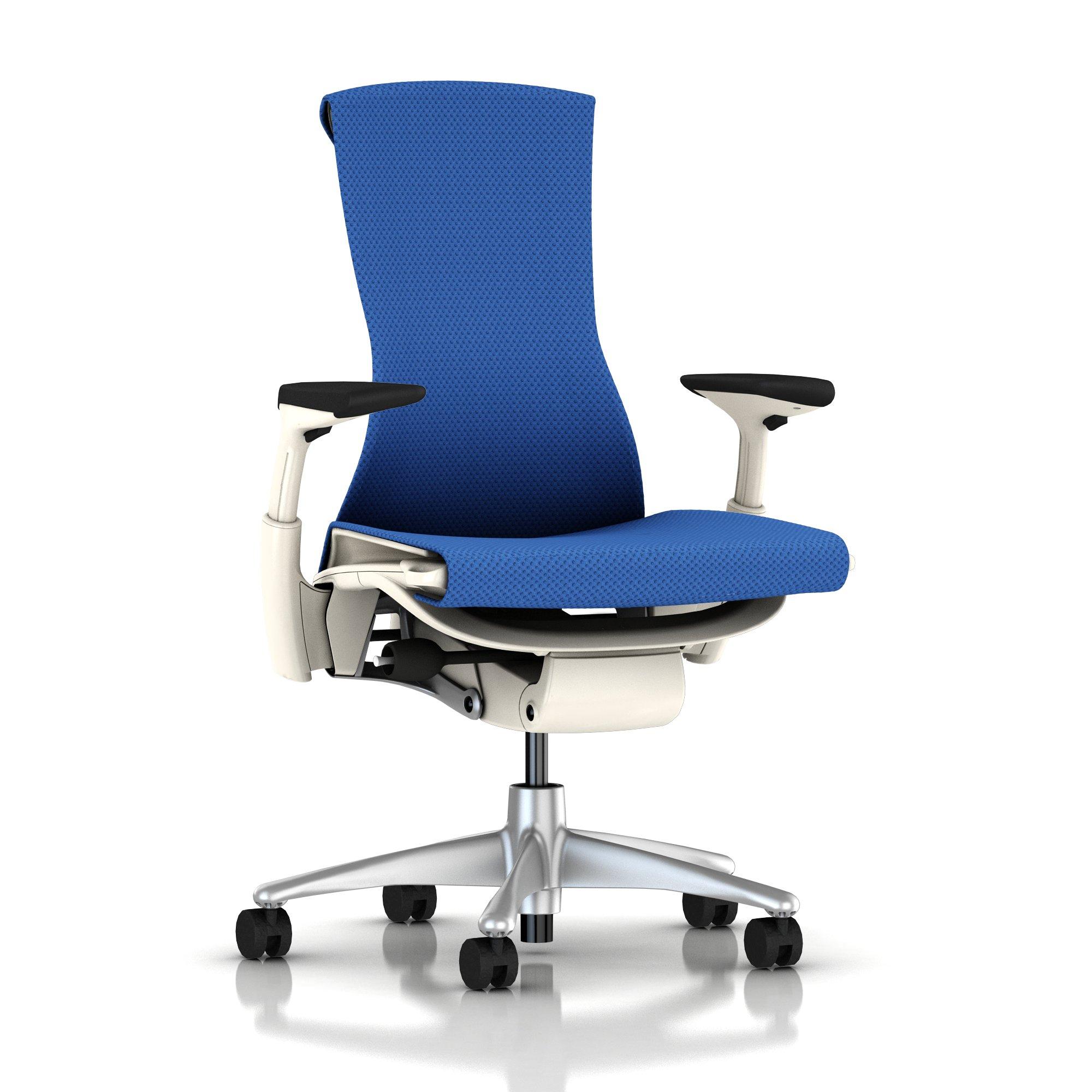 Embody Chair Berry Blue Balance with White Frame and Titanium Base by Herman Miller