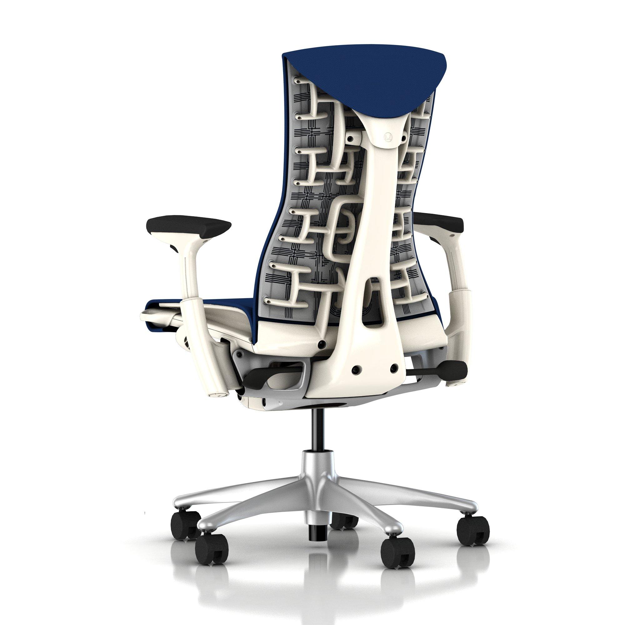Herman Miller Embody Chair Berry Blue Rhythm with White Frame and Titanium Base