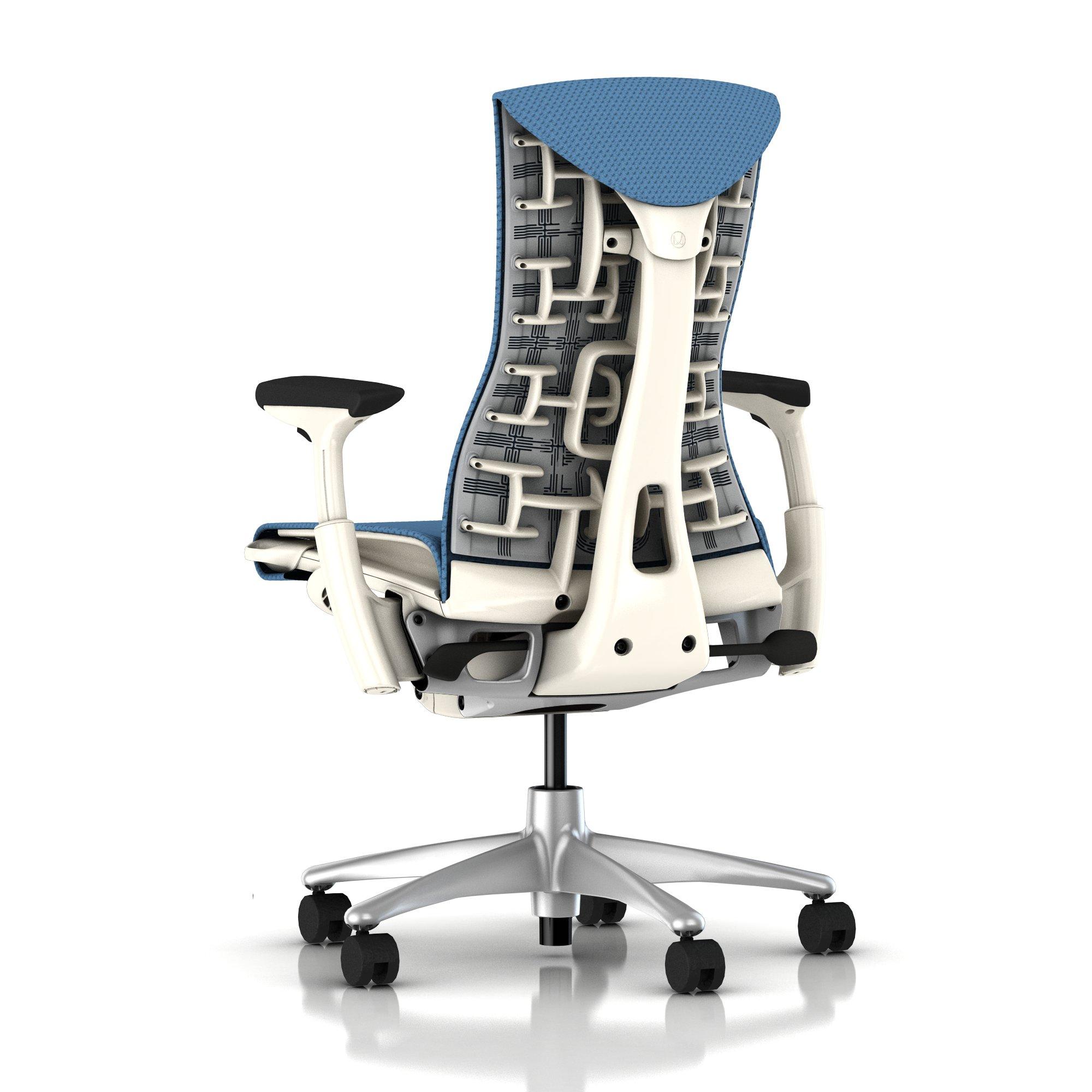 Herman Miller Embody Chair Blue Moon Balance with White Frame and Titanium Base