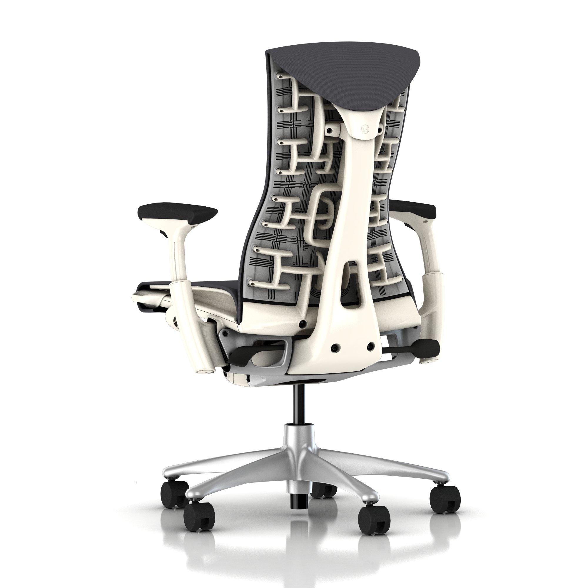 Herman Miller Embody Chair Charcoal Rhythm with White Frame and Titanium Base