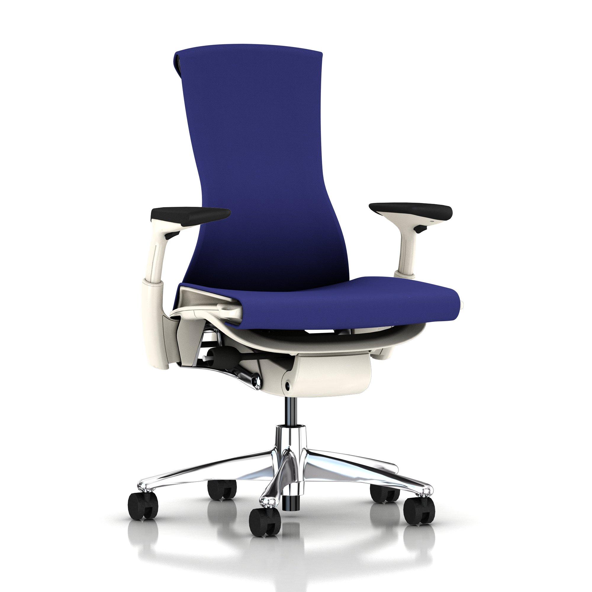 Embody Chair Iris Blue Rhythm with White Frame and Aluminum Base by Herman Miller