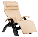 Ivory Premium Leather with Matte Black Wood Base Series 2 Classic Human Touch PC-420 PC-600 PC-610 Perfect Chair Recliner by Human Touch