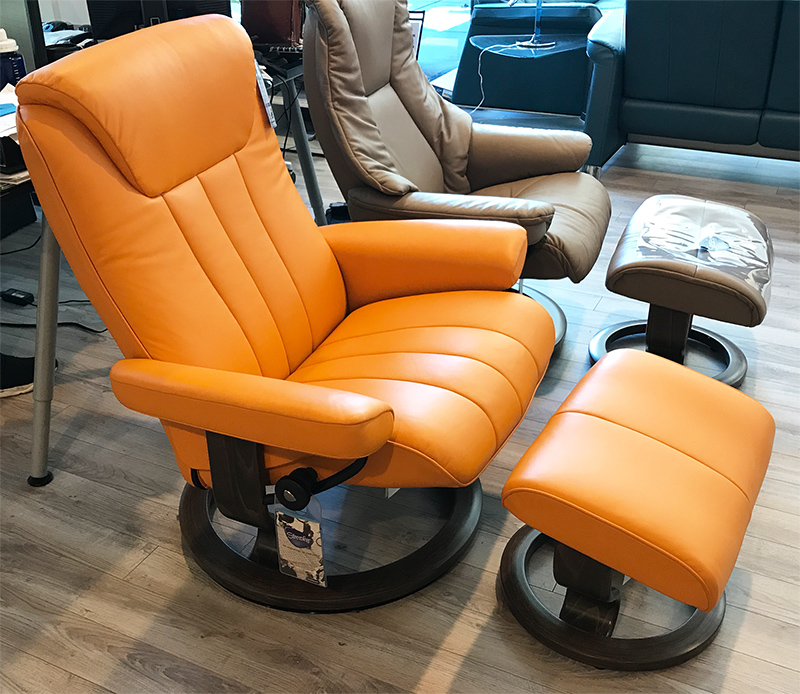 Stressless Bliss Recliner Chair and Ottoman Paloma Clementine Leather