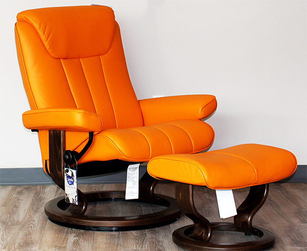 Stressless Bliss Recliner Chair and Ottoman Paloma Clementine Leather