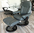 Stressless Consul Medium Recliner and Ottoman - Batick Black Leather Recliner Chair and Ottoman by Ekornes