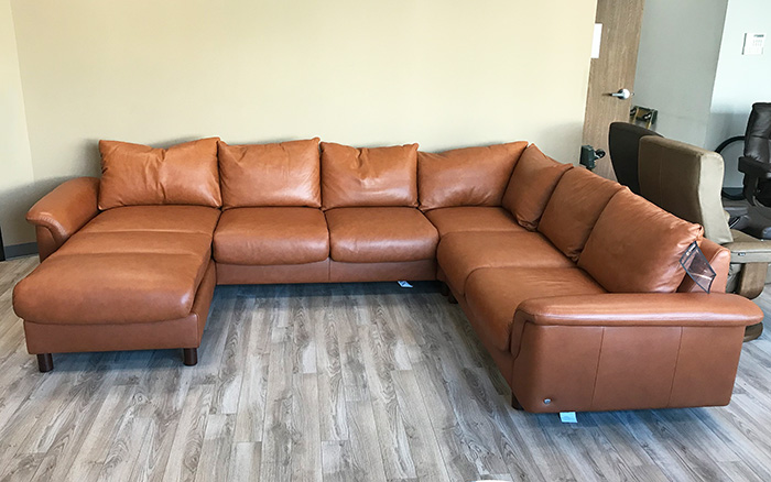 Stressless E300 6 Seat Sectional Sofa with LongSeat in Royalin TigerEye Leather