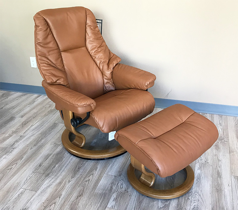 Stressless Live Paloma Copper Leather  Recliner and Ottoman