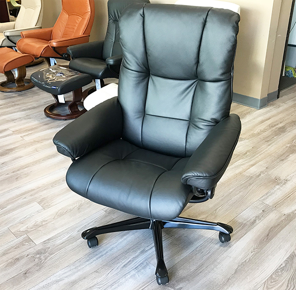 Stressless Mayfair Office Desk Chair Recliner in Paloma Black Leather by Ekornes