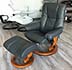 Stressless Chelsea Small Mayfair Recliner and Ottoman in Paloma Rock Leather