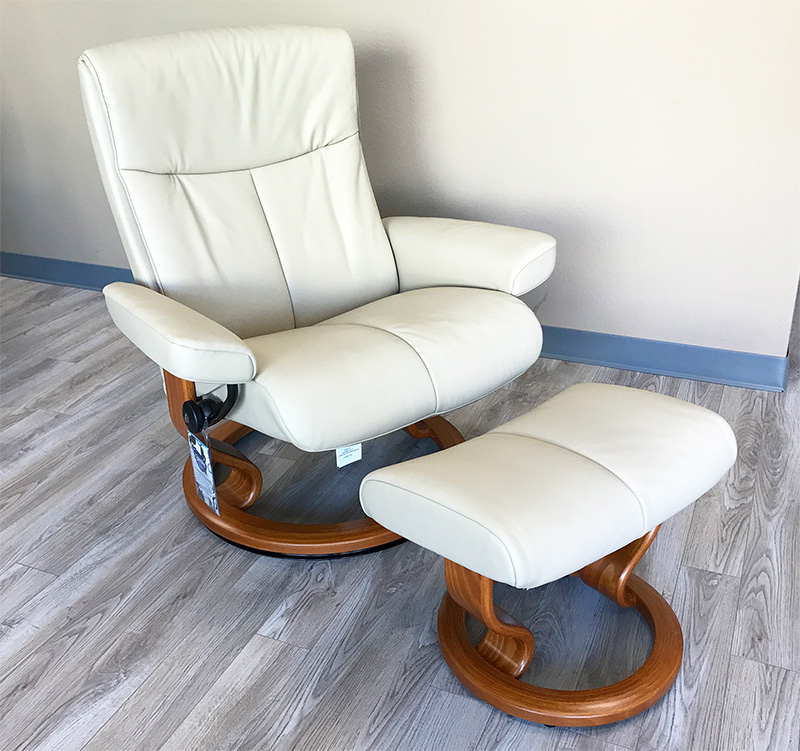 Stressless Peace Paloma Beige Leather  Recliner and Ottoman