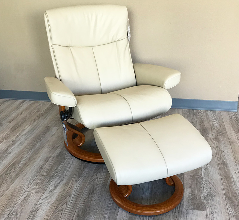 Stressless Peace Paloma Beige Leather  Recliner and Ottoman by Ekornes