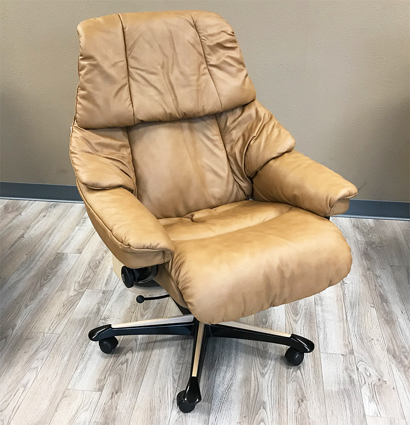 Stressless Reno Office Desk Chair Recliner in Paloma Taupe Leather by Ekornes