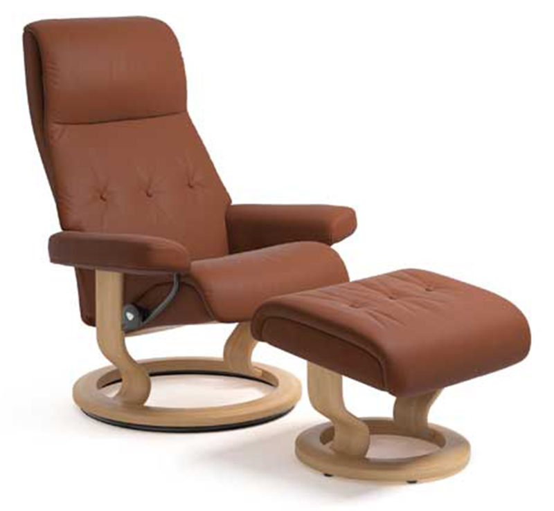 Stressless Sky Classic Paloma Copper Leather Recliner Chair and Ottoman by Ekornes