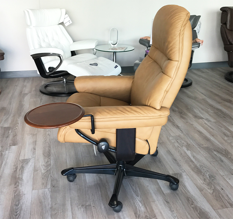 Stressless Sunrise Office Desk Chair Recliner in Paloma Taupe Leather by Ekornes