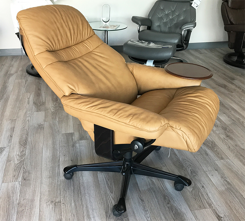 Stressless Sunrise Office Desk Chair Recliner in Paloma Taupe Leather by Ekornes