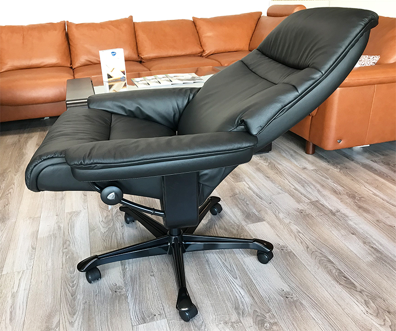 Stressless Sunrise Office Desk Chair Recliner in Paloma Black Leather by Ekornes