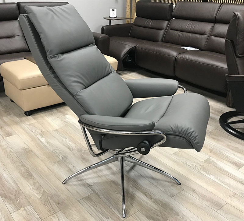 Stressless Tokyo High Back Recliner Chair in Paloma Metal Grey Leather