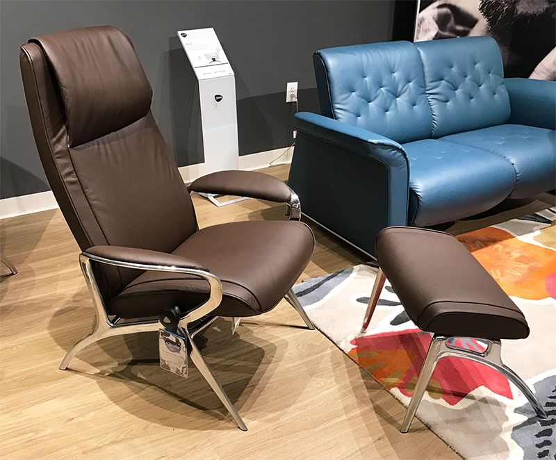 Stressless YOU James Aluminum Recliner Chair in Batick Brown Leather Recliner Chair by Ekornes