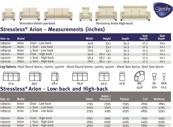Stressless Arion Sofa Sectional Dimensions