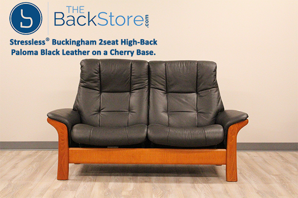 Stressless Buckingham 2 Seat Loveseat Paloma Black Color Leather Recliner Sofa