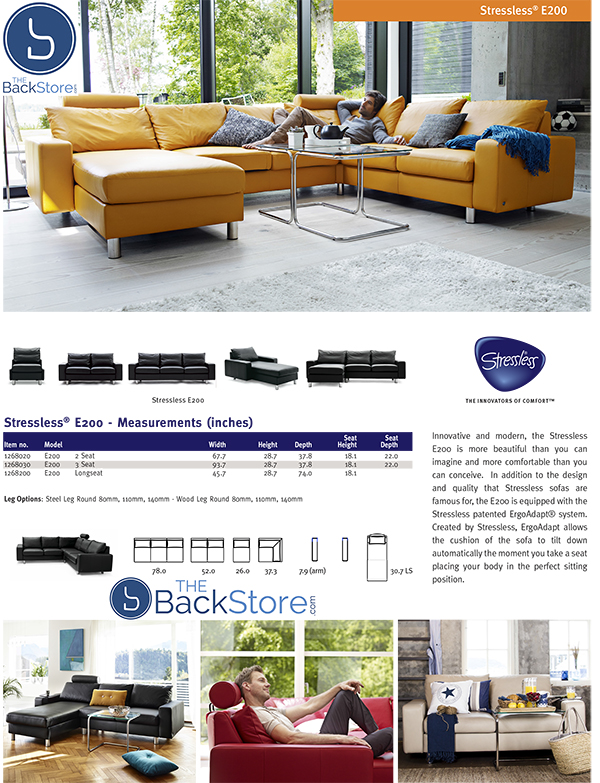 Stressless E200 Leather Sofa Loveseat Measurements Dimensions