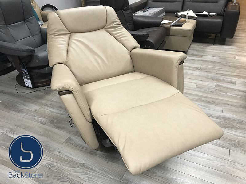 Stressless Max Power Recliner Swivel Relaxer Chair in Paloma Sand Leather by Ekornes