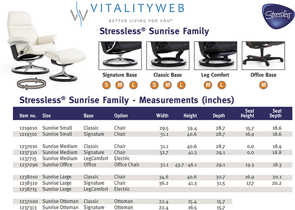 Stressless Sunrise Large Family Recliner Chair Dimensions from Ekornes