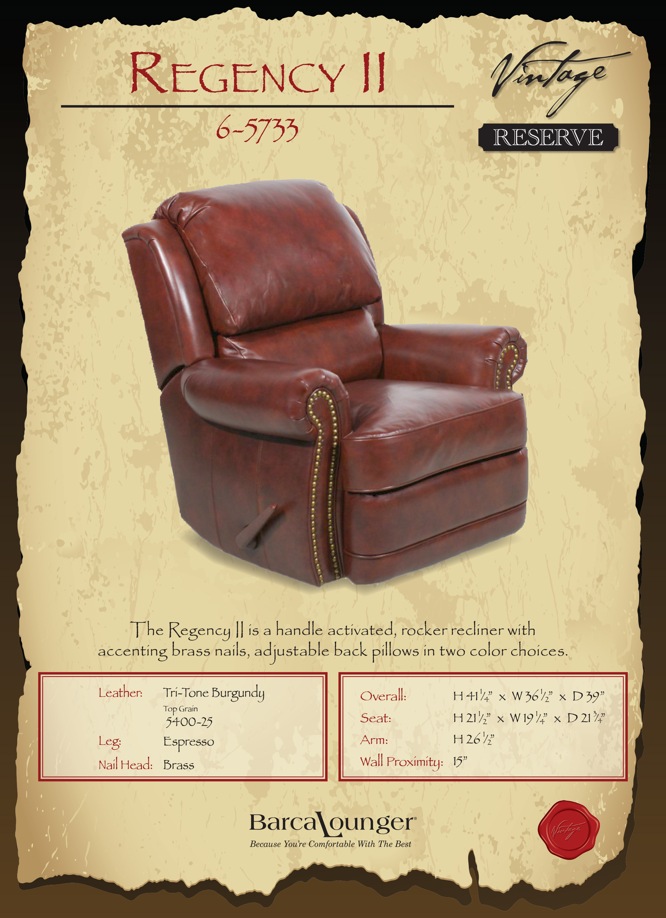 Barcalounger Regency II Leather Recliner Chair Leather Recliner