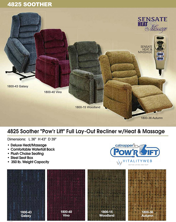 Catnapper Soother 4825 Lift Chair Recliner Information