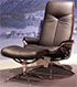 Stressless City High Back Paloma Black Leather Recliner and Ottoman in Paloma Leather by Ekornes