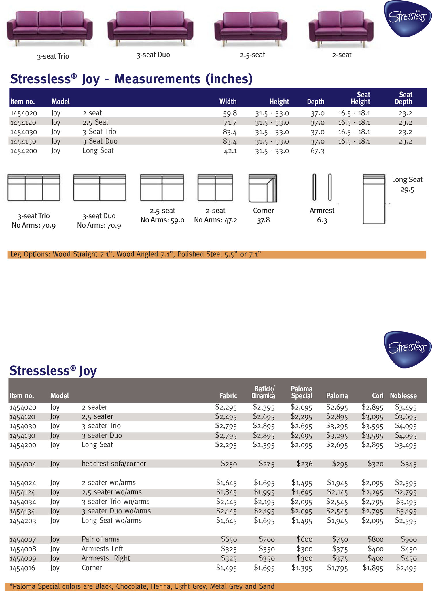 Stressless Joy Sofa, LoveSeat and Longseat Furniture by Ekornes