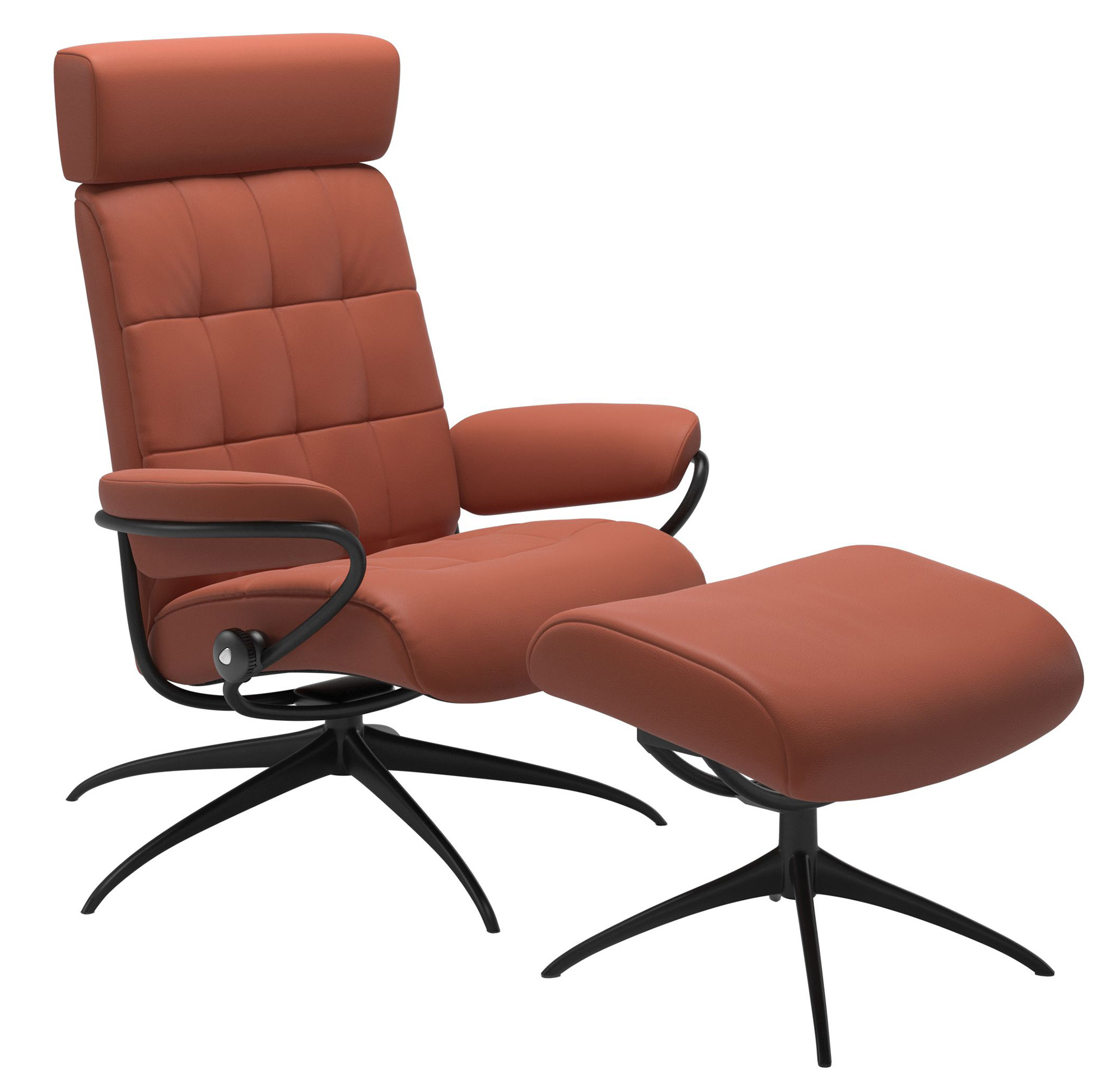 Ekornes Stressless London High Back Leather Recliner and Ottoman
