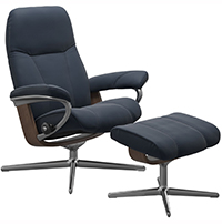 Stressless Consul Cross Base  Recliner Chair and Ottoman