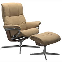 Stressless Mayfair Cross Steel and Wood Base Recliner Chair and Ottoman