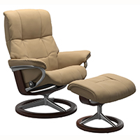 Stressless Signature Steel and Wood Base Recliner Chair and Ottoman