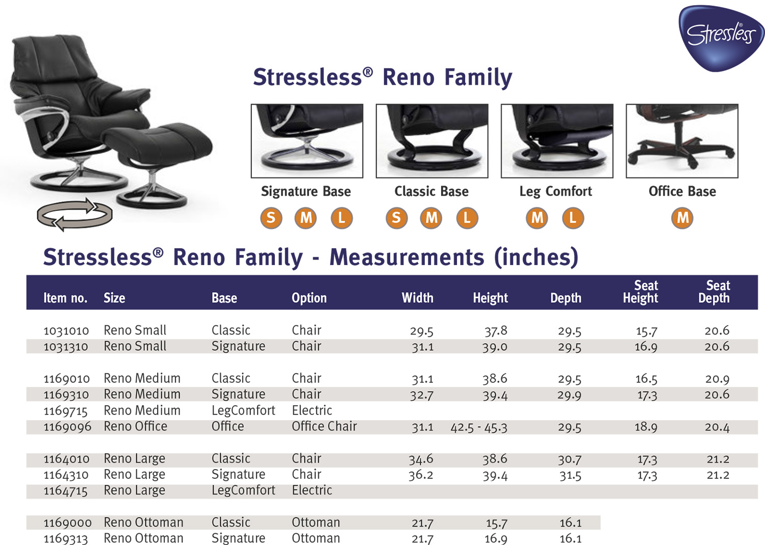 Ekornes Stressless Tampa Reno Vegas Recliner Chair Lounger