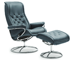 Stressless Royal Original Chrome Base Recliner Chair and Ottoman