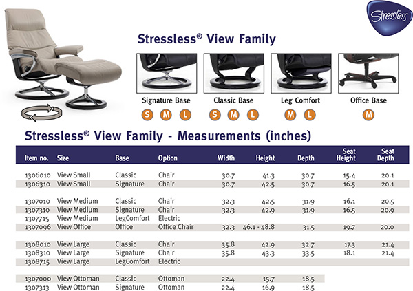 Stressless View Family Recliner Chair and Ottoman