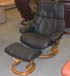 Stressless Reno Paloma Black Leather Recliner Chair and Ottoman