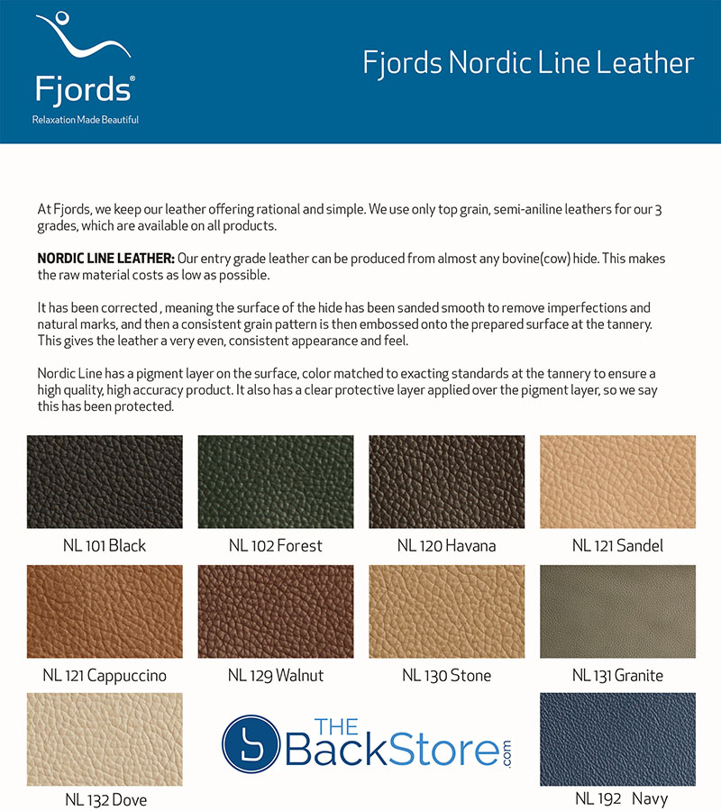 Fjords Nordic Line Leather Colors for Recliners and Swing Chairs