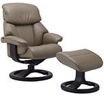 Fjords Alfa Leather Ergonomic Recliner Chair and Ottoman by Hjellegjerde