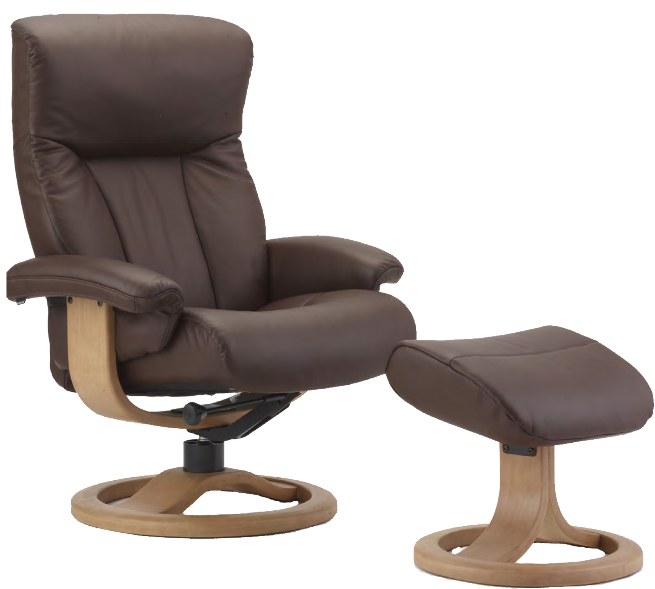 Fjords Scandic Ergonomic Leather Recliner Chair + Ottoman
