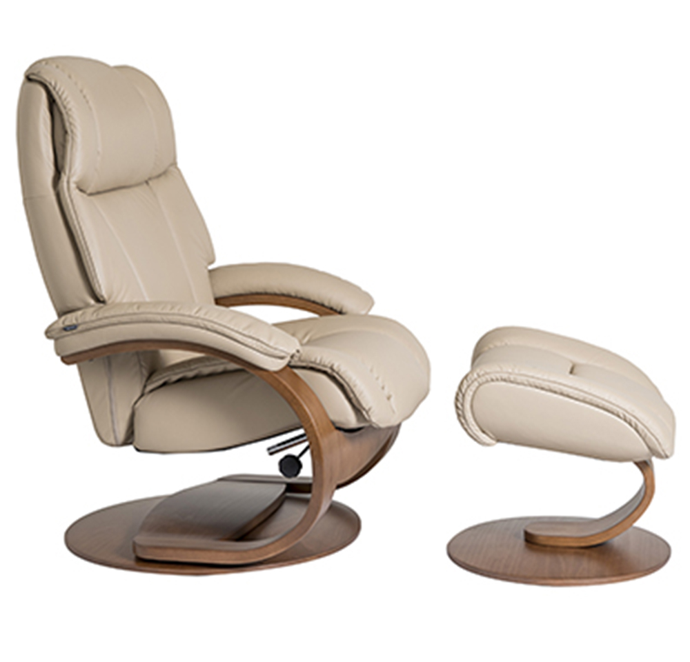 Fjords General Ergonomic Leather Recliner Chair + Ottoman ...