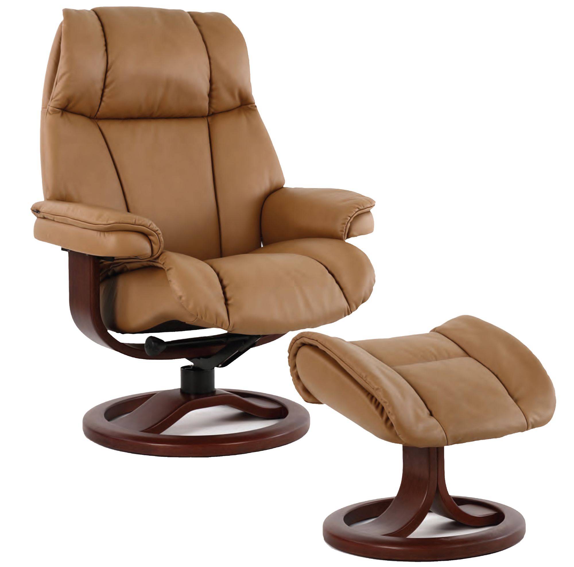 Fjords General Ergonomic Leather Recliner Chair + Ottoman Scandinavian