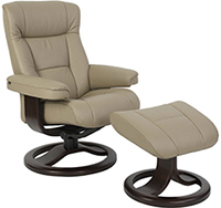 Fjords Manjana R Frame Ergonomic Recliner Chair and Ottoman in Stone Leather Scandinavian Lounger