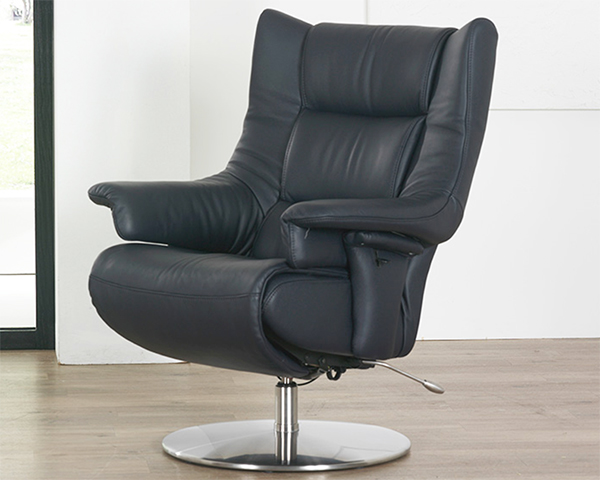 Himolla Opus Nacht Black Leather ZeroStress Integrated Recliner Sofa