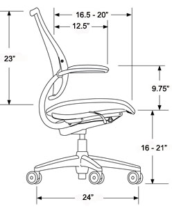 Humanscale Freedom Chair: GEL Seat Cushion; Black Color; Wave