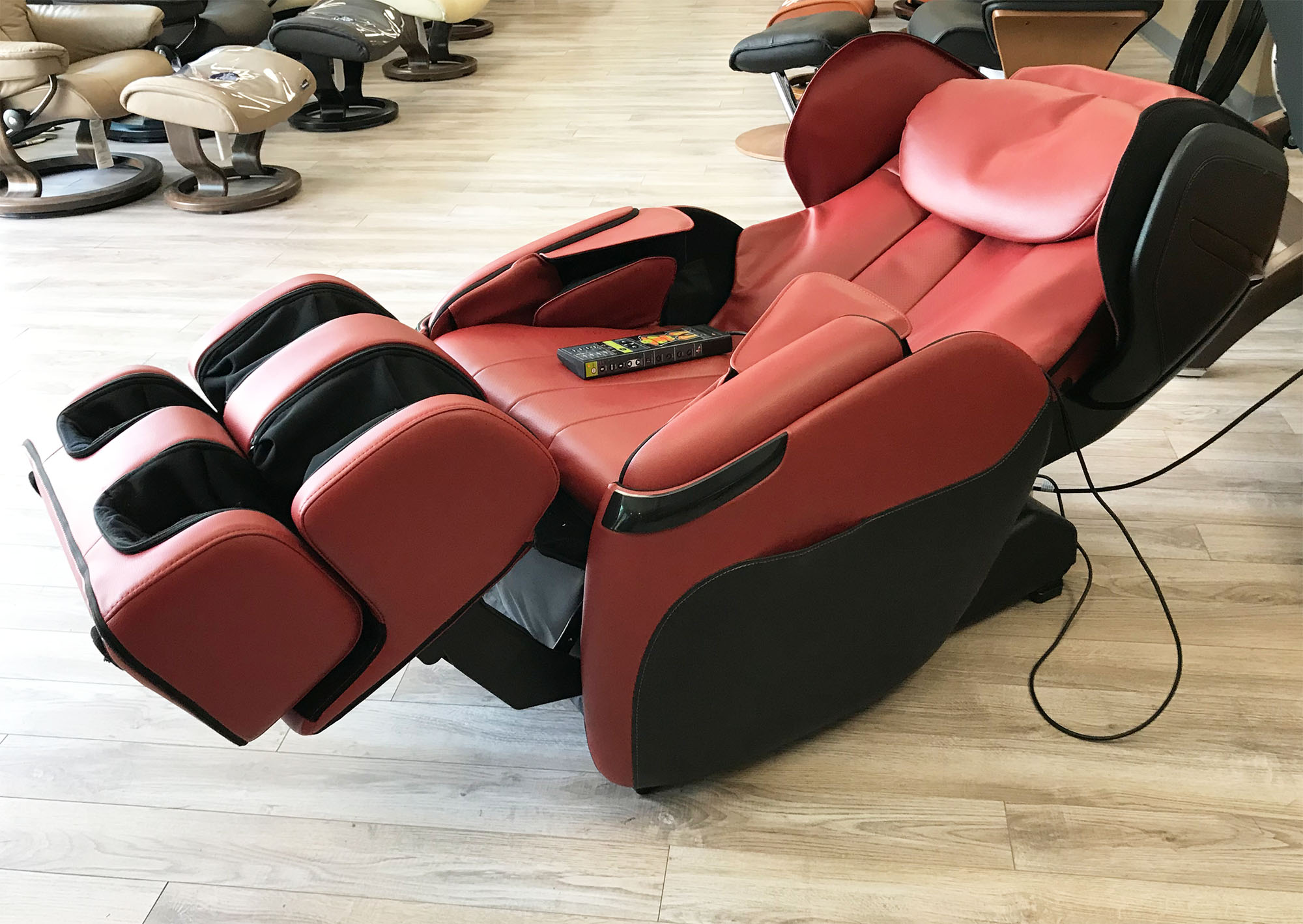 Red SofHyde Human Touch Opus 3D Massage Chair Zero Gravity Recliner by